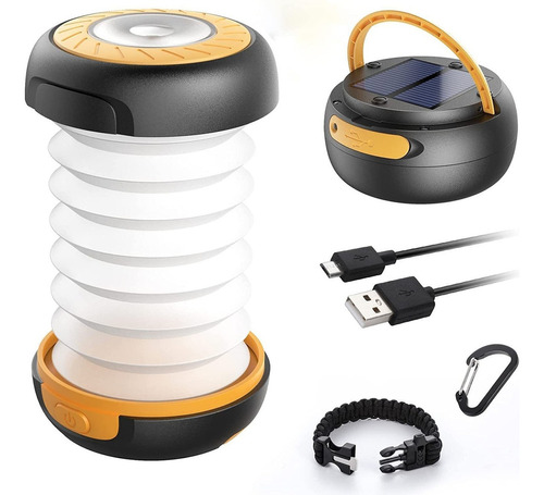 Lámpara De Camping Led, Linterna Solar Plegable Para Acampar