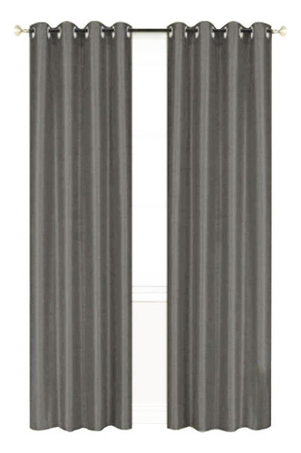 Cortinas Blackout 188anchox160largo En 2 Paneles Ahuladas K Color Gris Oscuro