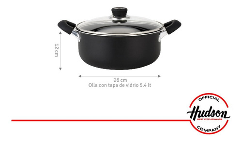 Cacerola Hudson Antiadherente 26 Cm Aluminio Color Negro