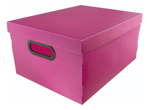 Caja Organizadora Rectangular Plástica Símil Lino 29x38x18.5 Color Rosa