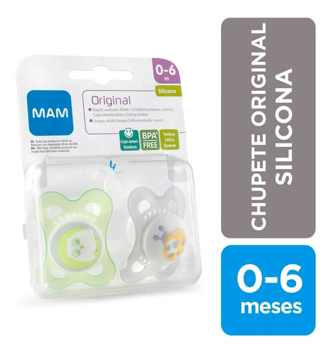 Mam Chupete Original  0-6 Meses  Silicona 2 Unidades