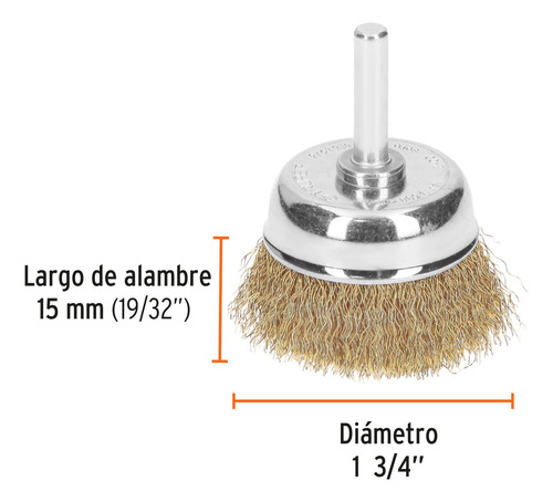 Cepillo Truper Para Taladro, 1-3/4 , Alambre Grueso, Co-2