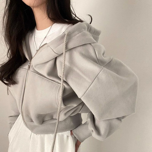Sudadera Con Capucha Y Cremallera Con Forro Polar Para Mujer, Ajustada Y Cálida