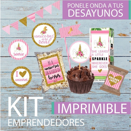 Kit Imprimible Desayuno Unicornios