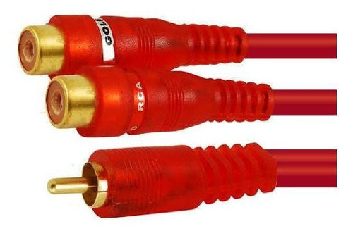 Cable  Y  1 Rca Maho A 2 Rca Hembra Colo Rojo Cristal Kapton