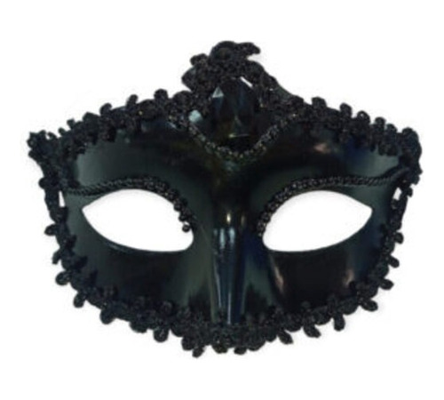 Pack X 4 Mascaras Antifaces Venecianos Negros Con Perlitas