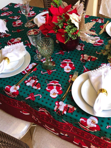 Imagem 2 de 5 de Toalha De Mesa Retangular 8 Lug Tecido Oxford Estampas Natal