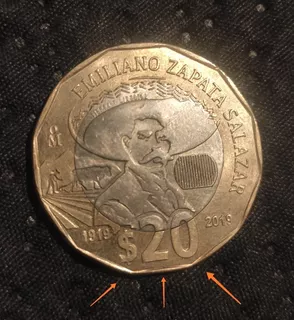 Moneda 20 Pesos Emiliano Zapata Con Error De Acuñacion