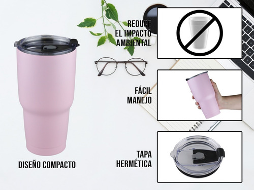 Imagen 2 de 10 de Vaso Termo Acero Inoxidable P/cafe 30oz Térmico Frío Calient