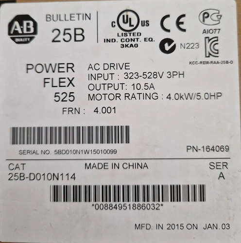 25b-d010n114 Allen-bradley Powerflex 525