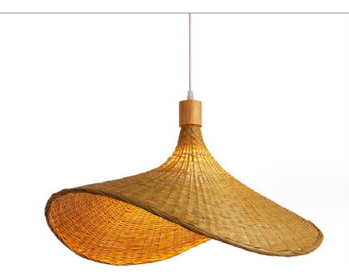 Lámpara De Tejado Con Forma De Sombrero De Bambú De 30 Cm