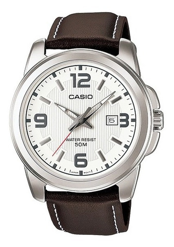Reloj Casio Mtp-1314l-7a  50m Wr Acero Cuero Fechador Hombre