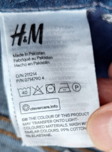 Pantalón Jean Mujer Azul Oscuro H&m Original Nuevo Talle 38