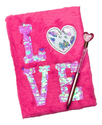 Cuaderno Love Peluche Con Lapicera Corazón Peluche