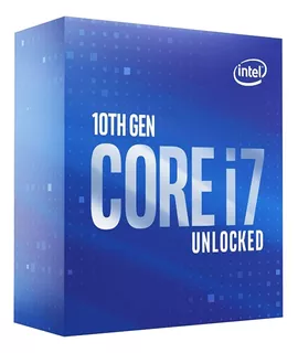 Processador gamer Intel Core i7-10700K BX8070110700K de 8 núcleos e 5.1GHz de frequência com gráfica integrada