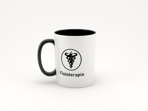 Caneca Fisioterapia Alça Preta 325ml Personalizada + Caixa