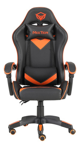 Silla Gamer Meetion Chr04 Ergonómica Reclinable 130 Grados Color Negro/naranja