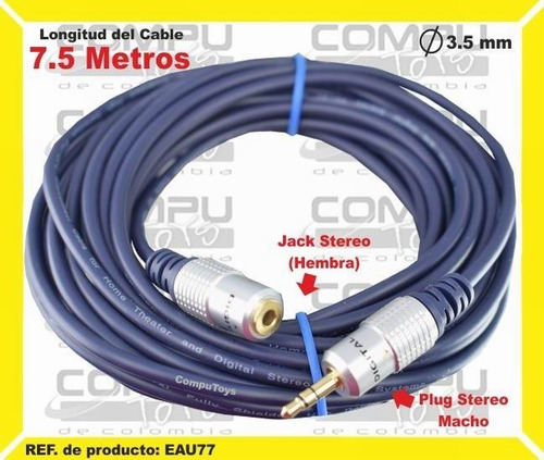 Cable Stereo Plug-jack M- H 7.5m Ref: Eau77 Computoys Sas