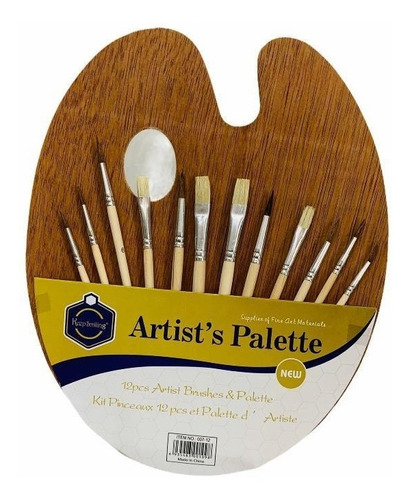  Paleta Oleo Pintor Con 12 Pinceles