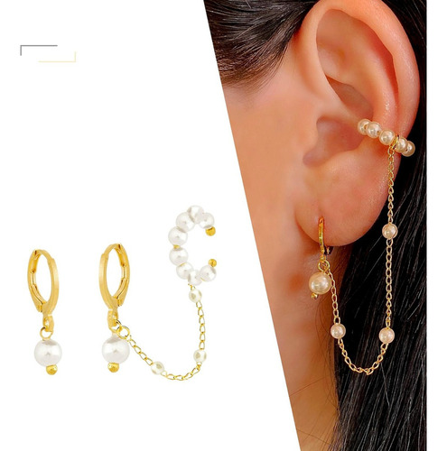 Brinco Ear Line Folheado Á Ouro 18k