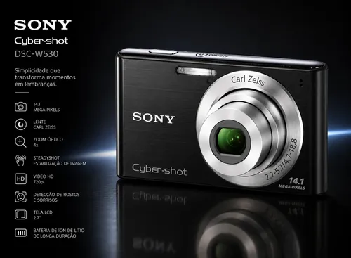 Câmera Digital Sony Cyber Shot Dsc-w530 Cybershot 14.1 Mpix Preto
