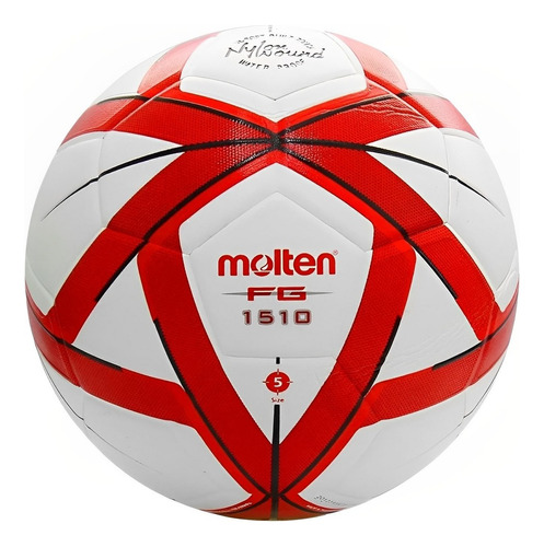 Balón Laminado Duro Molten Fútbol Forza F5g1510 No.5 Color Blanco/rojo/negro