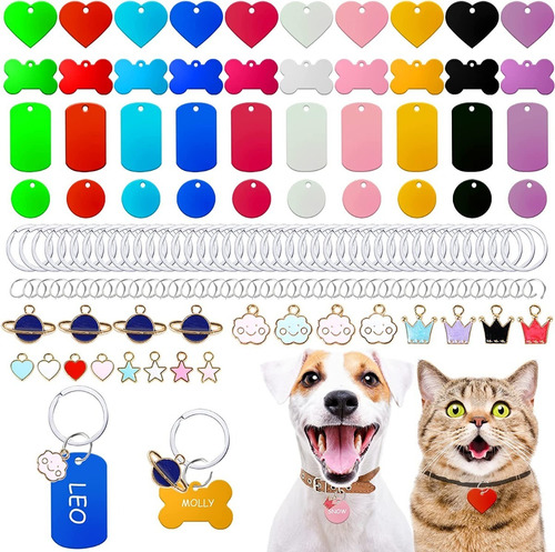 Placas Para Mascotas Collares Llaveros En Blanco 140pz Color