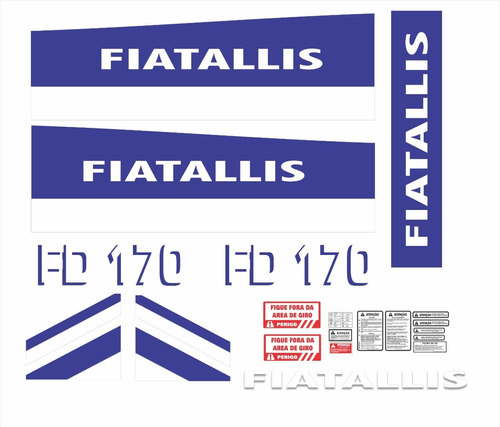 Adesivos Compatível Faixas Fiatallis Fd 170 + Etiquetas R386
