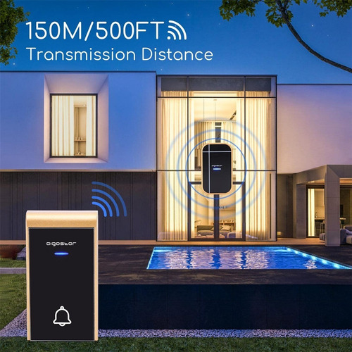 Timbre Inalámbrico De Puerta Con Indicadores Led Impermeabl