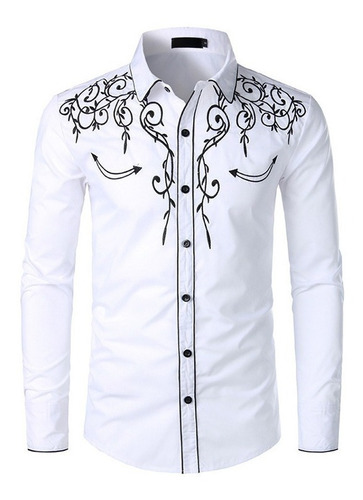 Western Cowboy Camisa De Hombre Diseño Bordado Camisa Slim