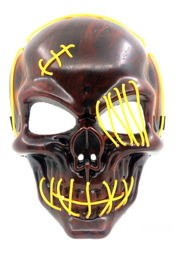 Máscara Con Luz Led Esqueleto Cotillón Halloween 
