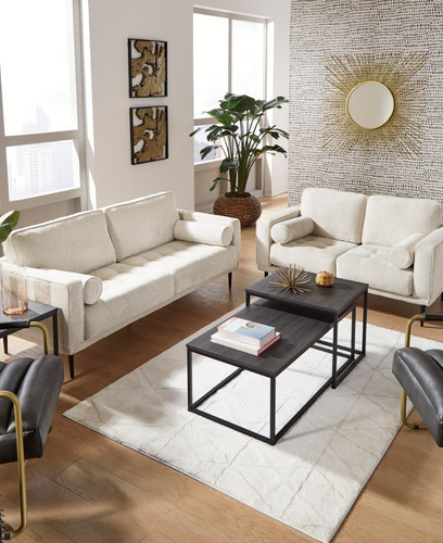Sofá Y Loveseat Elegante Y Moderno, Sofá Blanco Minimalista
