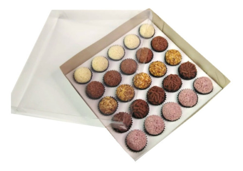 10 Caixas Para 25 Doces Brigadeiros Trufas Salgados 20x20x4 