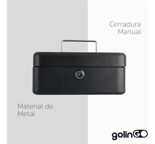 Caja Dinero Fuerte Metal Chica Llave Seguridad Charola Color Negro Mate