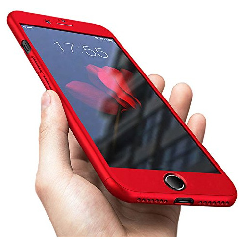 Funda Para iPhone 7 Plus 8 Plus Rojo 5.5 Pulgada Cristal Tem