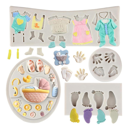 Mypracs Lindo Bebé Silicone Fondant Molde Pastet Juego De 4