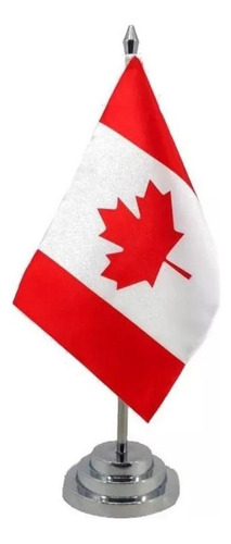 Bandeira Mesa Dupla Face Canadá Mastro 29 Cm Alt Cetim