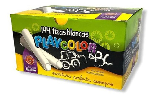 Caja X 144 Tizas Playcolor Blancas Calidad Premium