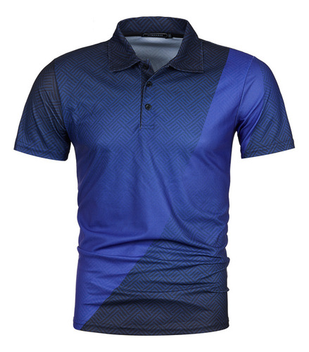 Playera Tipo Polo Estampada En 3d Para Hombre, Casual