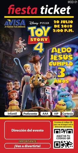20 Invitaciones Impresas Personalizada Toy Story 4