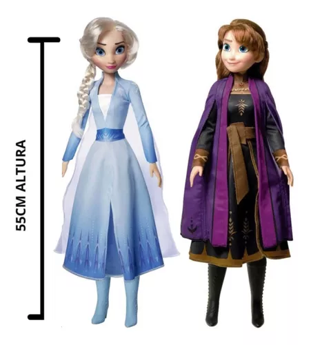 Kit C/ 2 Bonecas Anna E Elsa Frozen Gigante Articulada