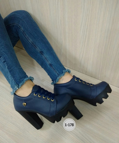 Zapato De Dama Azul Oscuro Comodo Excelente Calidad 