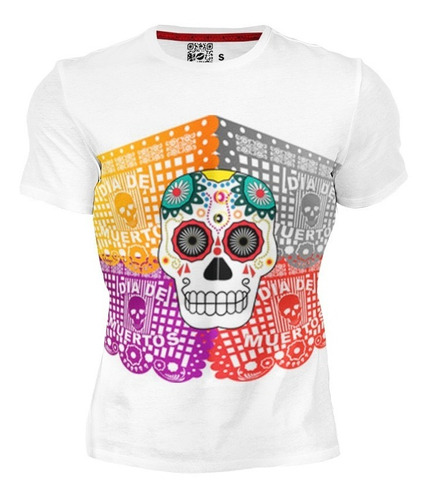 Playera Full Print Hombre Calavera Skull Papel Picado 290