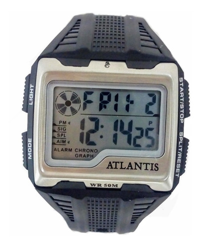 Relógio Masculino Digital Atlantis Quadrado Original 12x S/j
