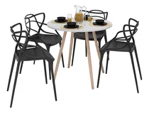 Comprar Kit Mesa 90cm De Jantar Estilo Industrial Com 4 Cadeiras Allegra - Design Industrial Em Madeira - Estilo Nórdico Perfeito Pu002F Sua Casa Ambientes Como Sala De Jantar E Cozinha