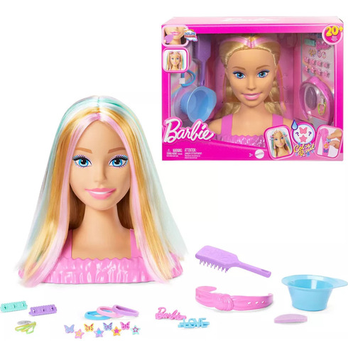 Barbie Styling Head 20 Accesorios Cabeza Para Peinar Rubia