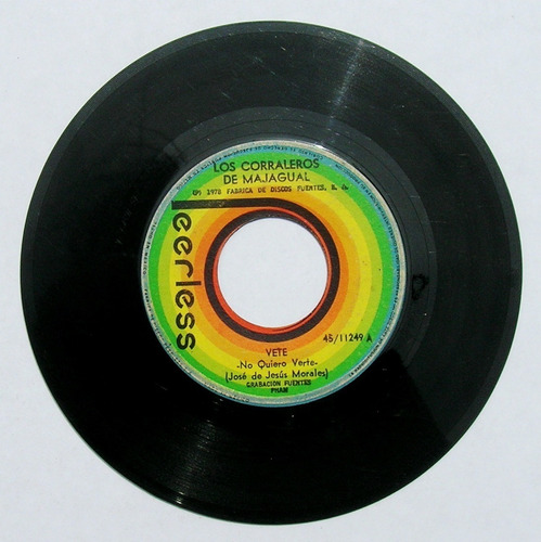 Los Corraleros De Majagual Vete Disco Vinyl 45 Rpm, 1978