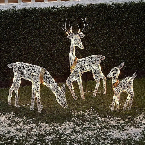 Kit De Adorno Navideño Con Diseño De Ciervo Iluminado Con Di