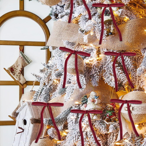 24 Piezas Adornos De Lazo De Terciopelo Navidad Guirnaldas