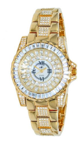 Reloj Mujer Adee Kaye Crystal Accented Oro Tone Acero Ak9-11